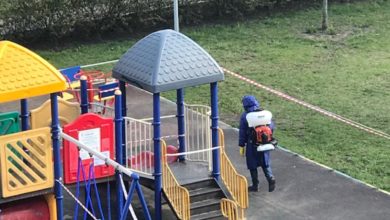 Дезинфекция детской площадки в Перово.